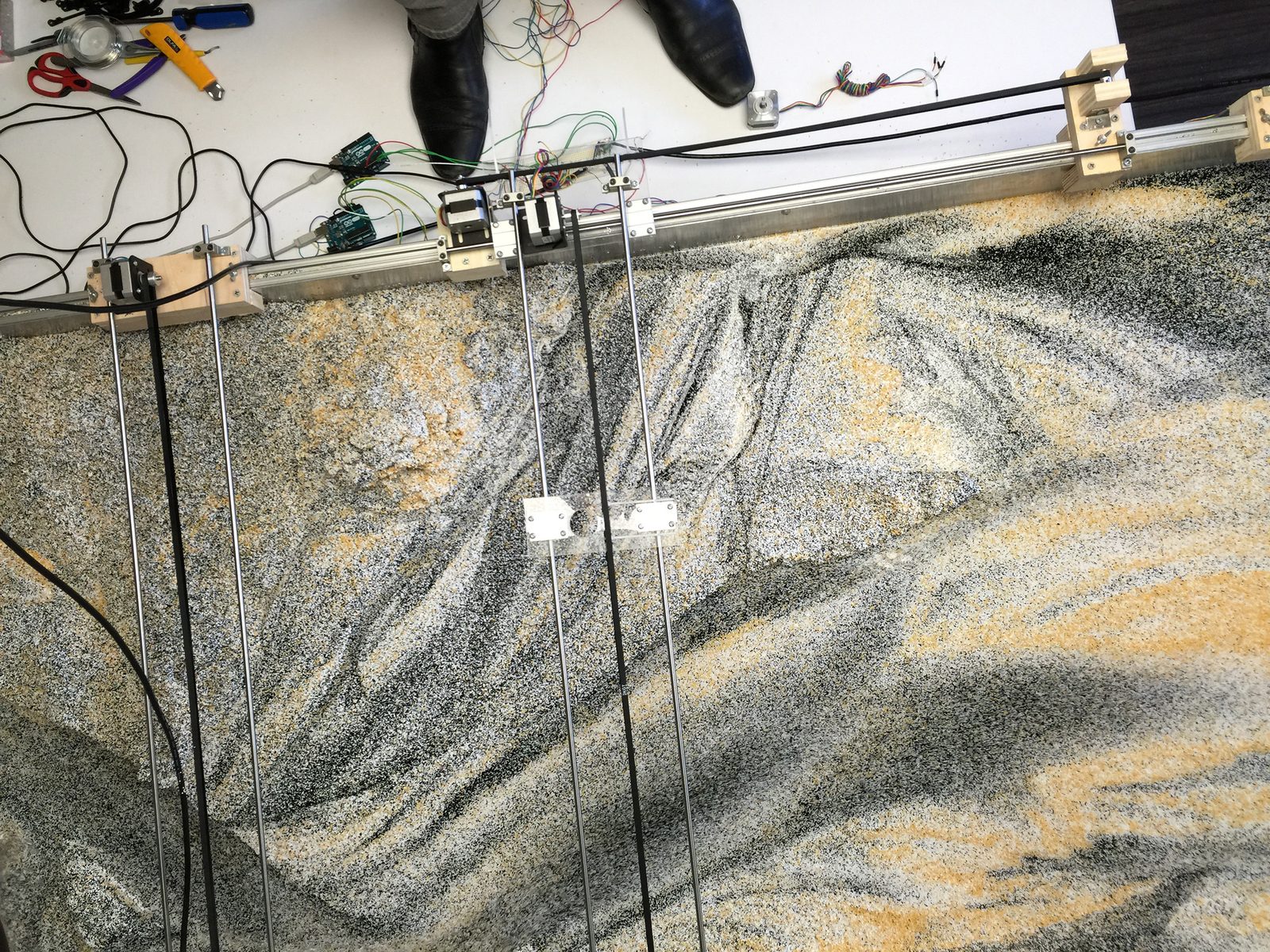 Responsive Environments and Artifacts Lab geomorphology model and Banner ultrasonic sensor assembly