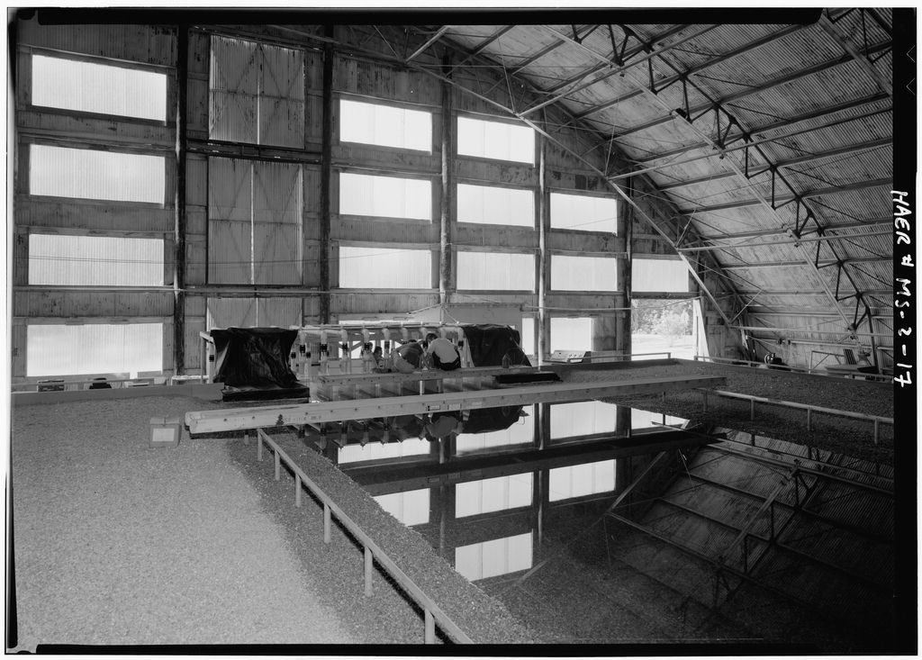 Mississippi River Basin Model engineers examining the model