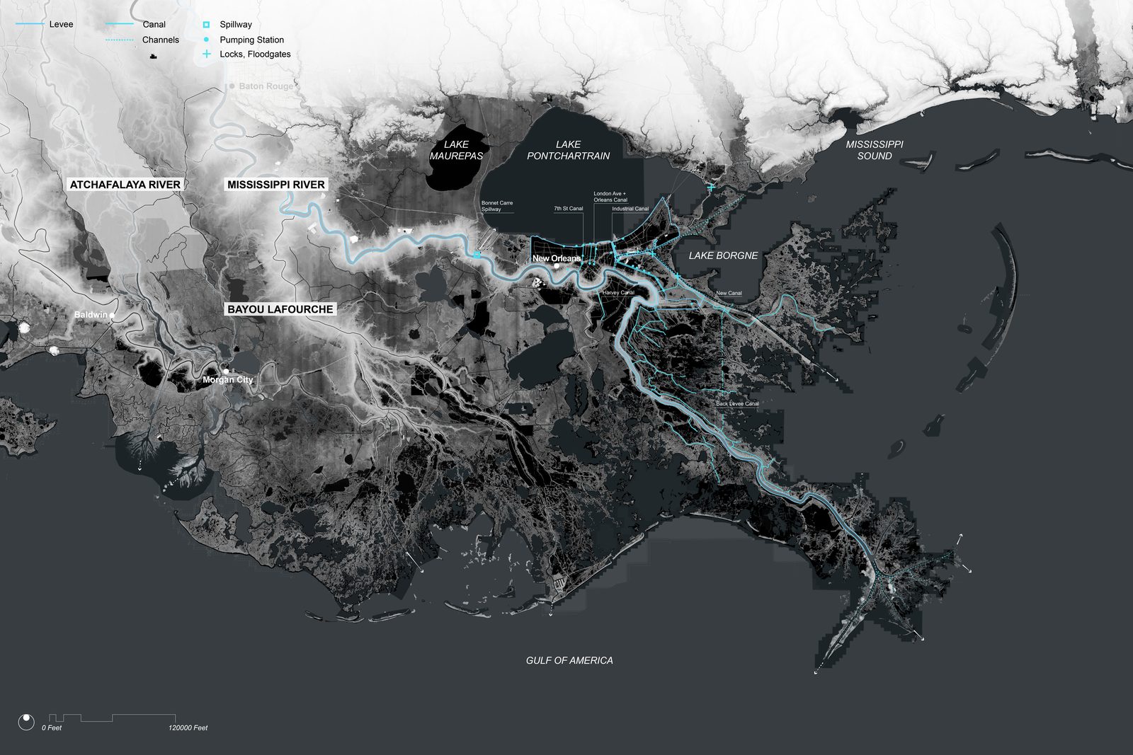Map of Mississippi River Delta
