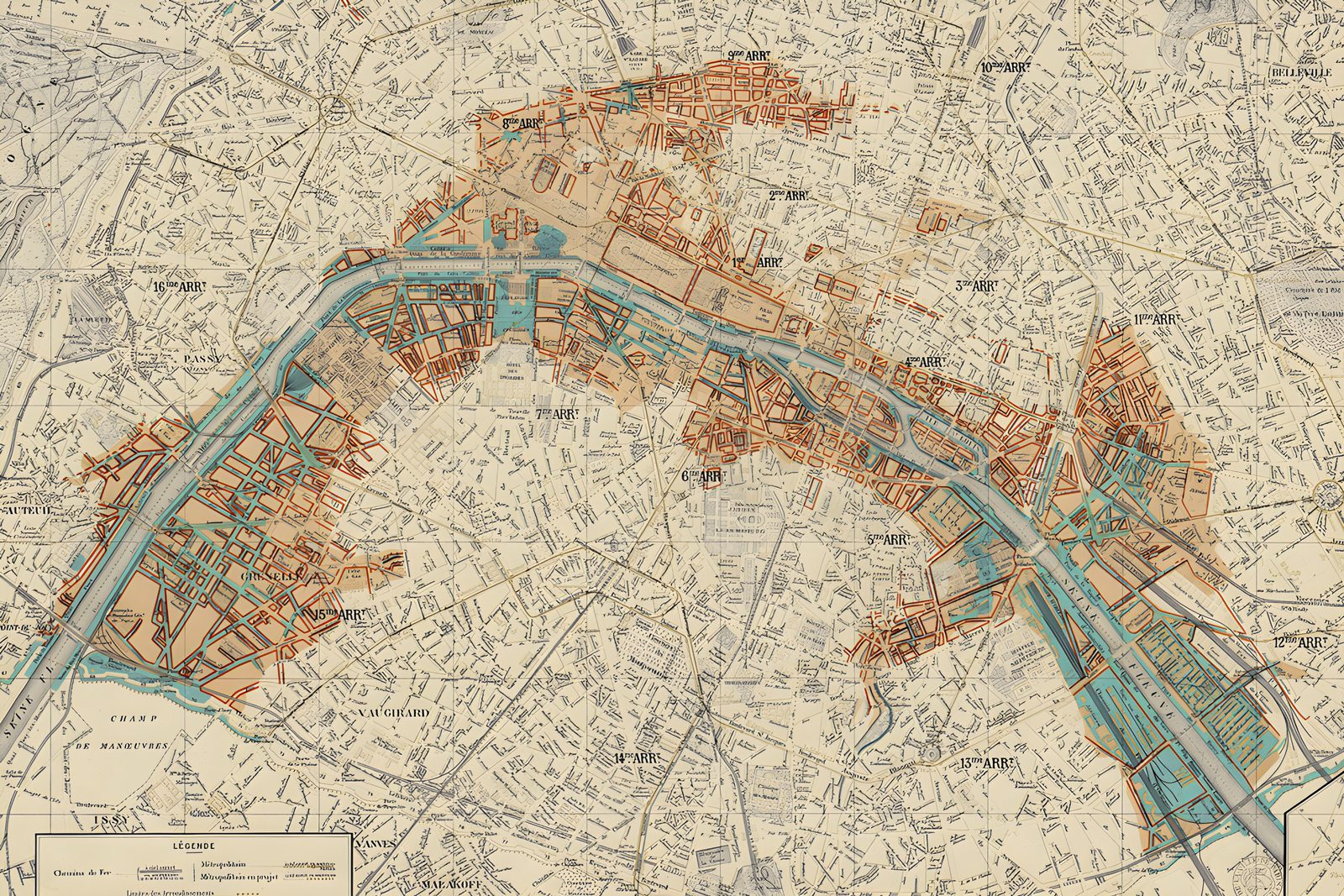 1910 flooded area within underground sewer systems