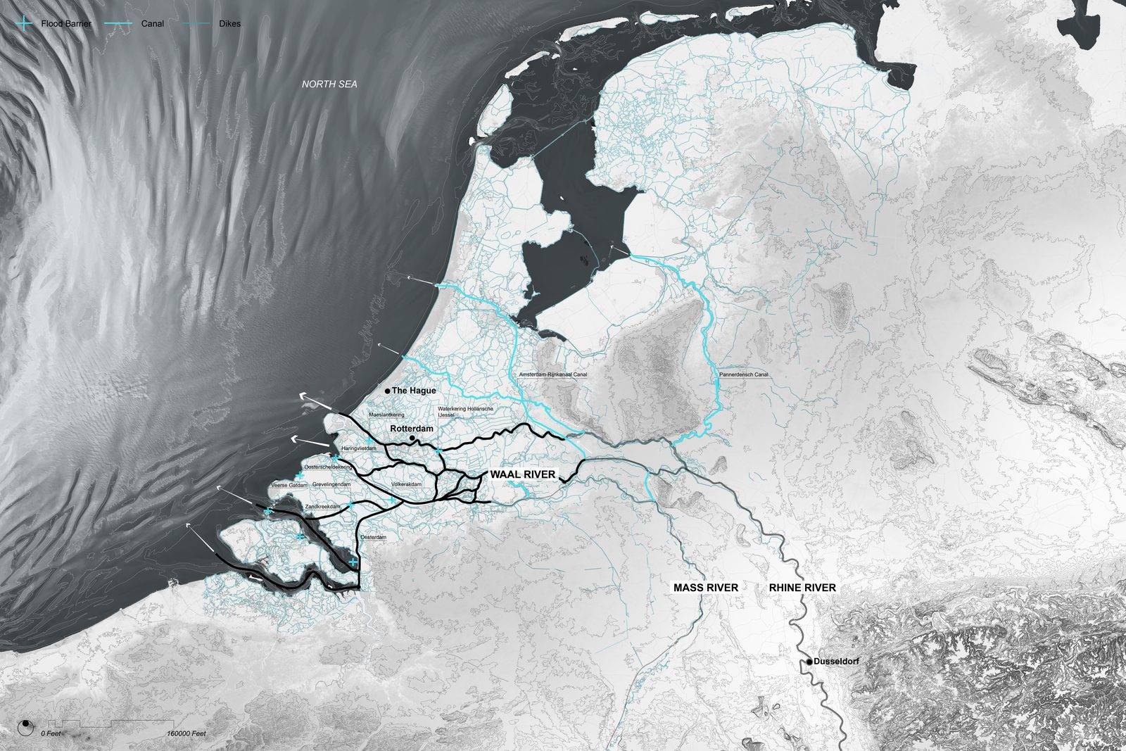 Map of Rhine River Delta